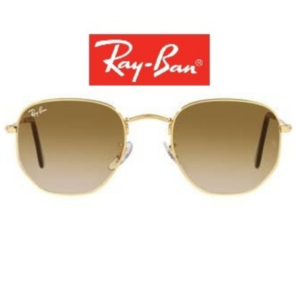 Ray Ban Hexagonal Gradient Brown Lenses RB3548N Gold Frame - Picture 1 of 16